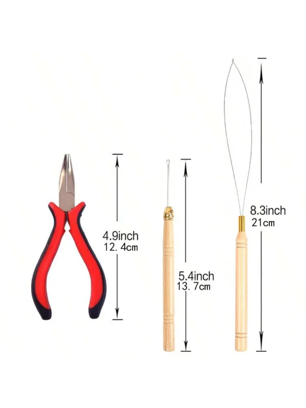 Knitting Kits: Hair Extension Pliers, Hooks & 100 Beads - Image 2