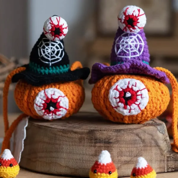 Halloween Knitting Kits with Eyeball Doll and Pumpkin - Image 2