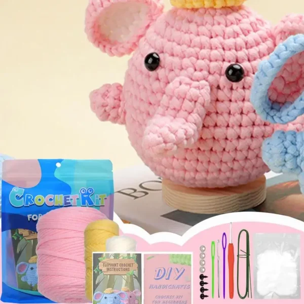 Knitting Kits for Elephant Crochet Animal Set - Image 2