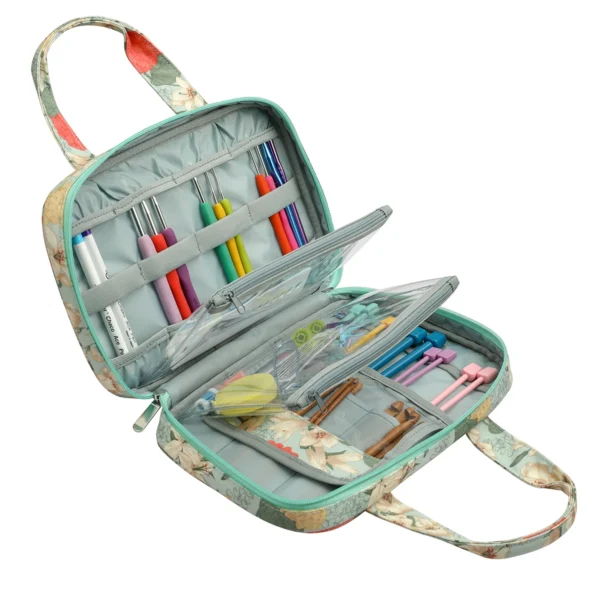 Knitting Kits Organizer: Portable Green Bag for Needles - Image 4