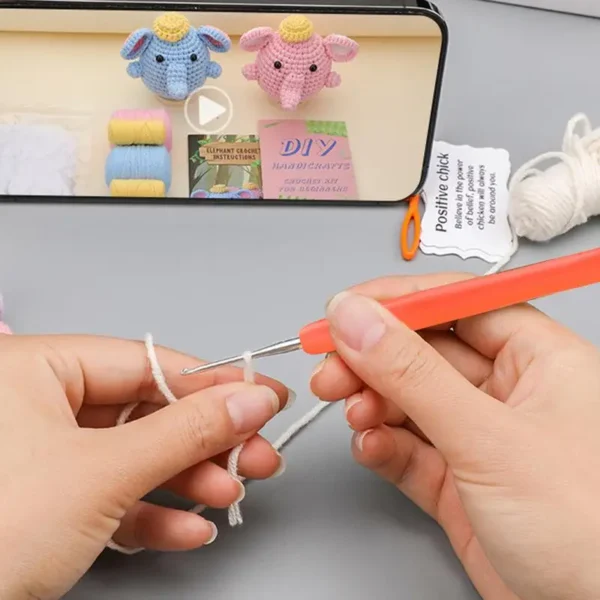 Knitting Kits: Elephant Crochet Set for Adults and Kids - Image 5