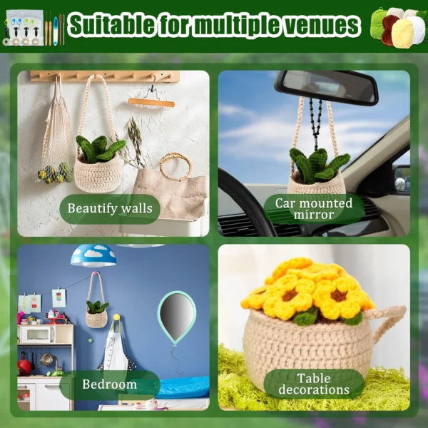 Knitting Kits: 3Set Leaf Plant Crochet Starter Kit - Image 4
