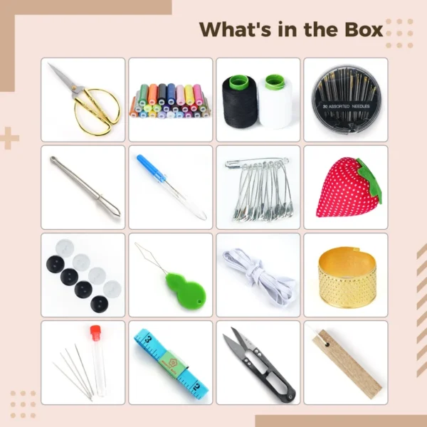 Knitting Kits with Sewing Tools & Retro Wooden Box - Image 6
