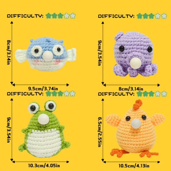 Knitting Kits: 4Pcs Animal Dolls with Yarn & Needles - Image 4