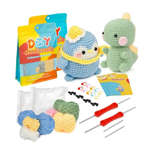 Knitting Kits: Beginner Dinosaur Amigurumi Crochet Set