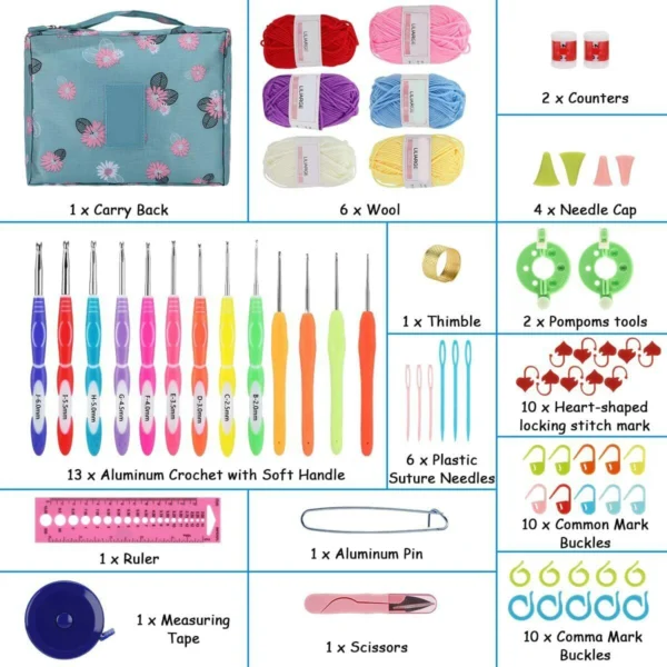 68/136Pc Knitting Kits with Crochet Hooks & Needles - Image 4