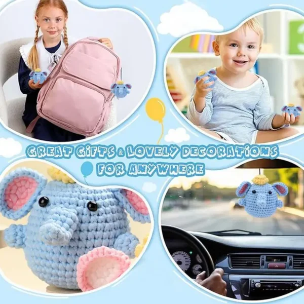 Knitting Kits for Adults & Kids - Elephant Crochet Set - Image 4
