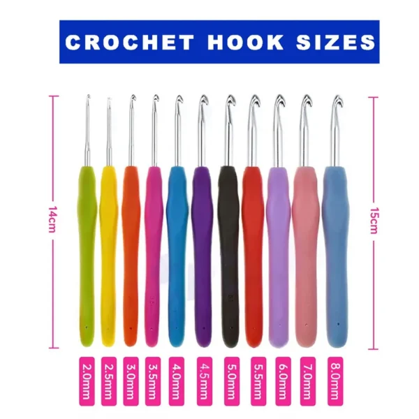 Knitting Kits: Ergonomic Crochet Hooks Set, 11 Sizes - Image 6