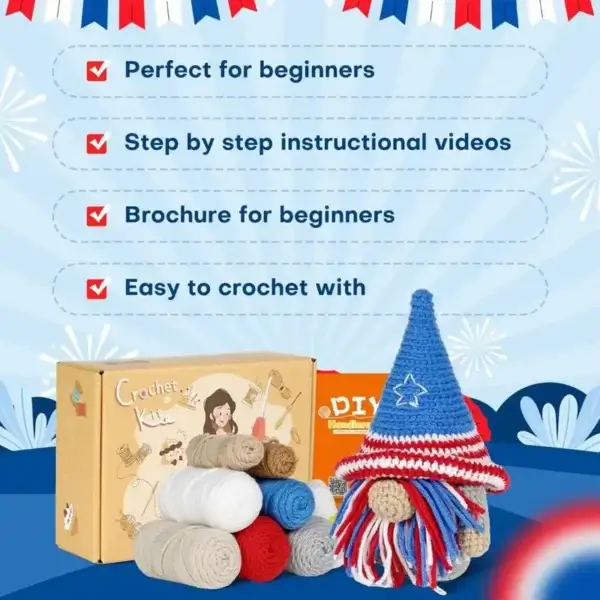 Knitting Kits: Beginner Crochet Set With Yarn For Gnome - Image 5