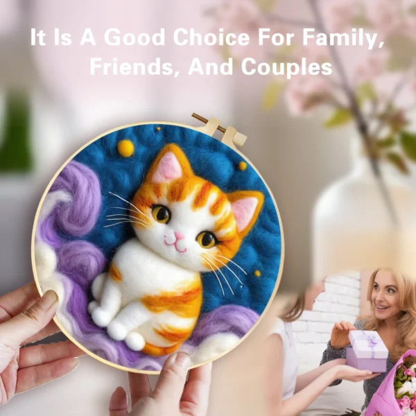 Knitting Kits: DIY Needle Felting Kit for Cat Design - Image 2