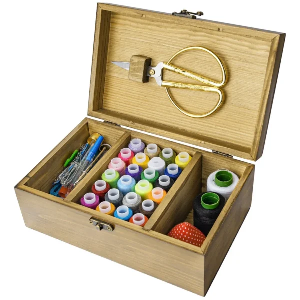 Knitting Kits with Sewing Tools & Retro Wooden Box