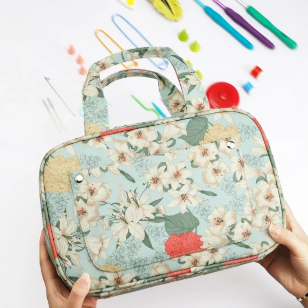 Knitting Kits Organizer: Portable Green Bag for Needles
