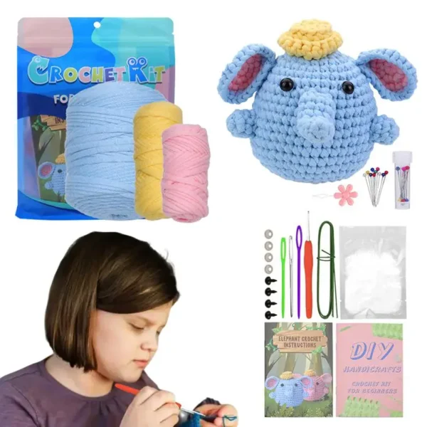 Knitting Kits: Elephant Crochet Set for Adults & Kids