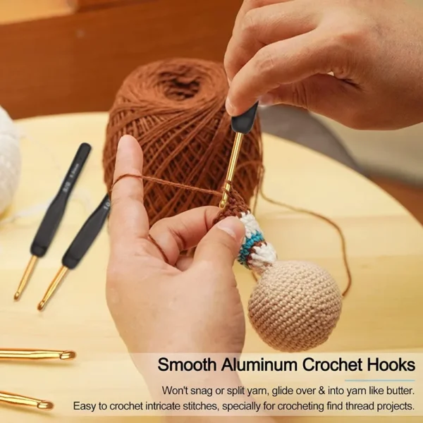 Knitting Kits - 8PCS Ergonomic Crochet Hooks for Beginners - Image 5