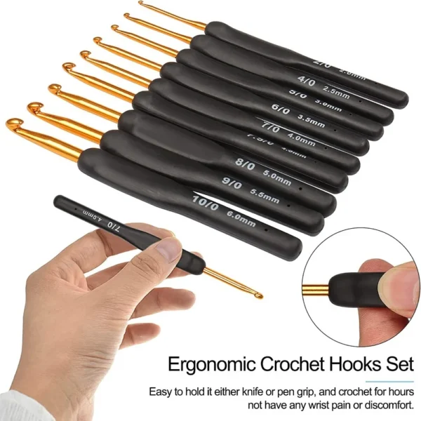 Knitting Kits - 8PCS Ergonomic Crochet Hooks for Beginners - Image 4