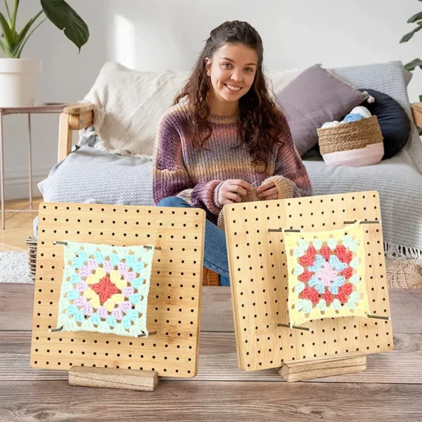 Knitting Kits: Wooden Crochet Board & Bamboo Tools - Image 2