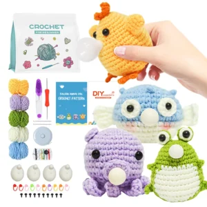 Knitting Kits: 4Pcs Animal Dolls with Yarn & Needles