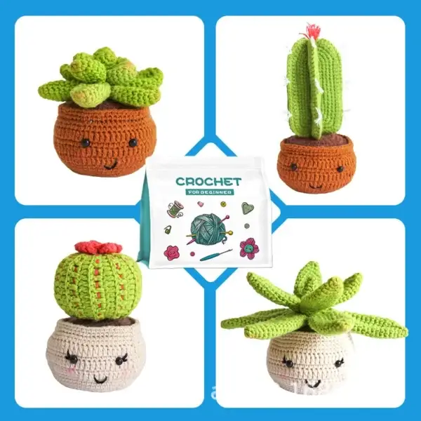 Knitting Kits: 4 Pack Cactus Crochet Kit with Video - Image 4
