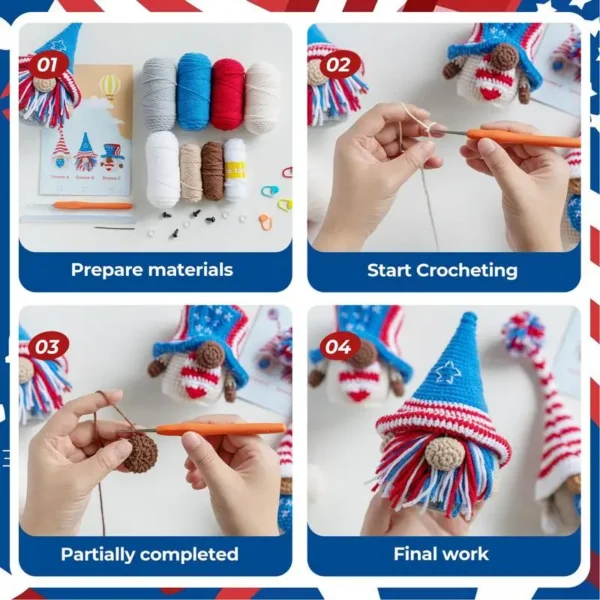 Knitting Kits - Gnome Crochet Starter Set for Kids - Image 4