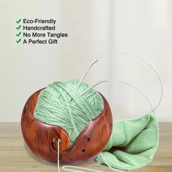 Knitting Kits: Wooden Woolen Bowl with Lid - Image 5