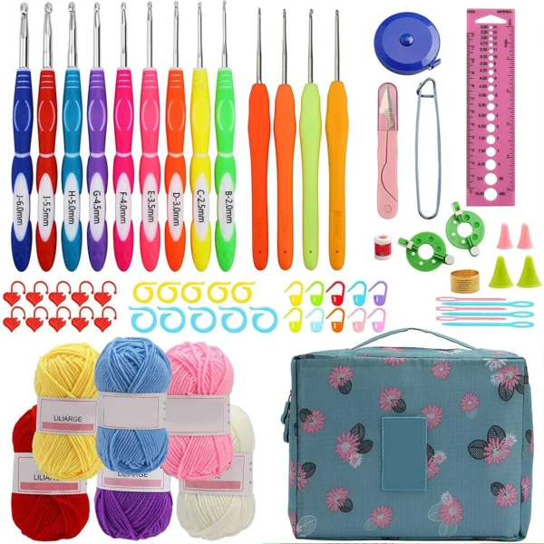 68/136Pc Knitting Kits with Crochet Hooks & Needles