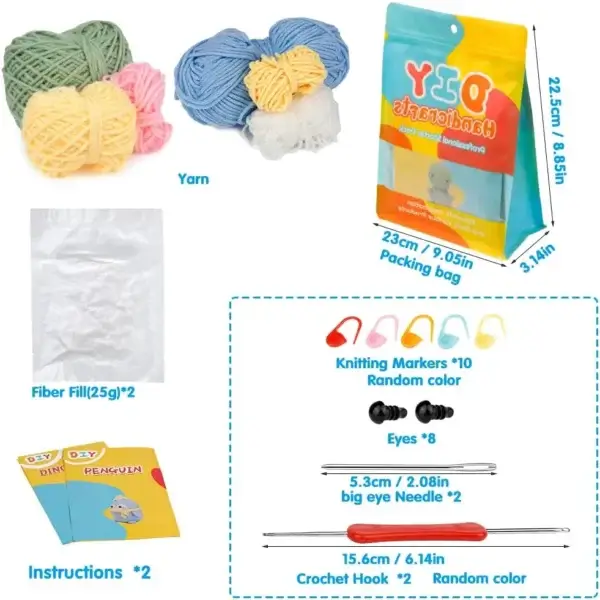 Knitting Kits: Beginner Dinosaur Amigurumi Crochet Set - Image 2