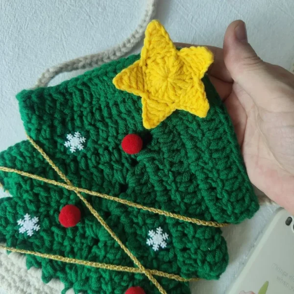 Knitting Kits Crocheted Christmas Tree Crossbody Bag - Image 5