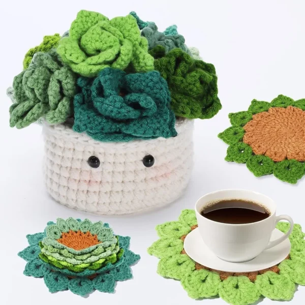 Fenrry Coaster Knitting Kits for Beginners with Yarn & Hooks