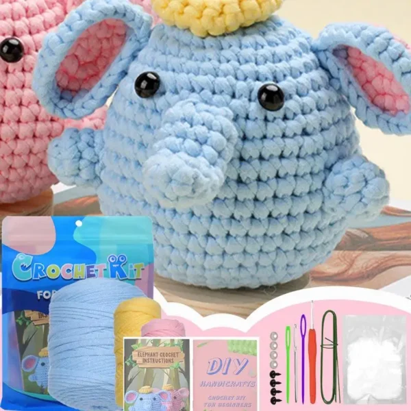 Knitting Kits for Elephant Crochet Animal Set - Image 3