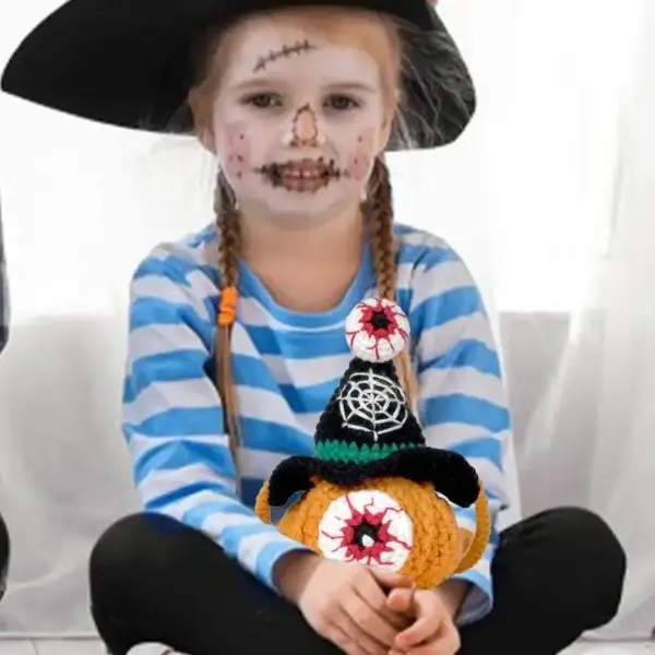 Knitting Kits, Halloween Eyeball Pumpkin Crochet Kit - Image 3
