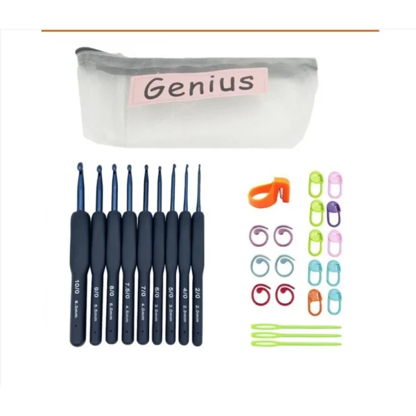 Knitting Kits with 9Pcs Soft Handle Crochet Tools