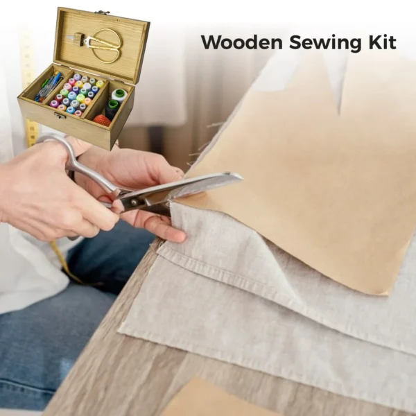 Knitting Kits with Sewing Tools & Retro Wooden Box - Image 2