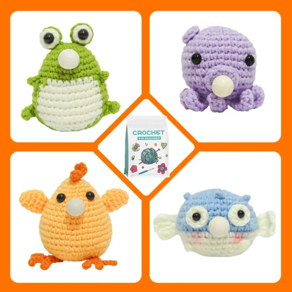 Knitting Kits: 4Pcs Animal Dolls with Yarn & Needles - Image 6