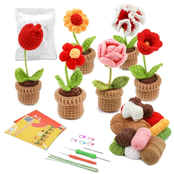 Knitting Kits: 6pcs Crochet Flower Set for Beginners