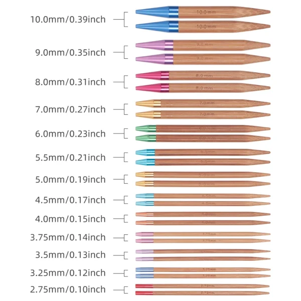 13 Pairs Bamboo Knitting Kits Circular Needles Set - Image 5