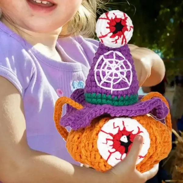 Knitting Kits, Halloween Eyeball Pumpkin Crochet Kit - Image 4