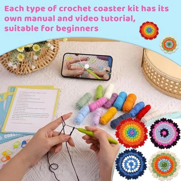 Knitting Kits for Crochet Coaster & Flower Pot - Image 3