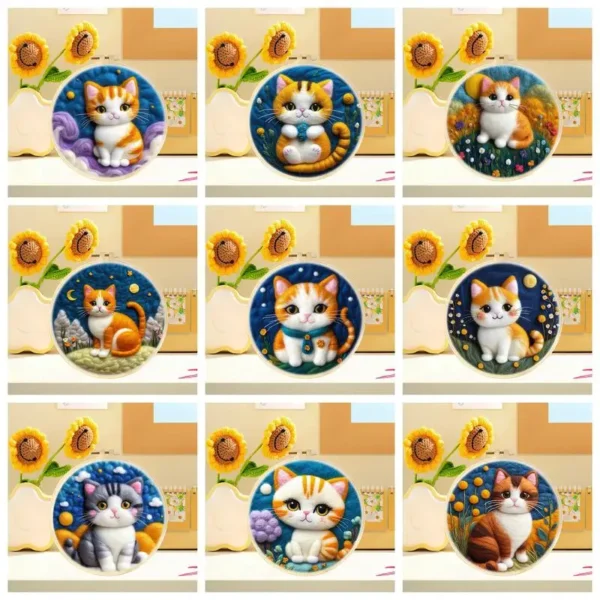 Knitting Kits: DIY Needle Felting Kit for Cat Design