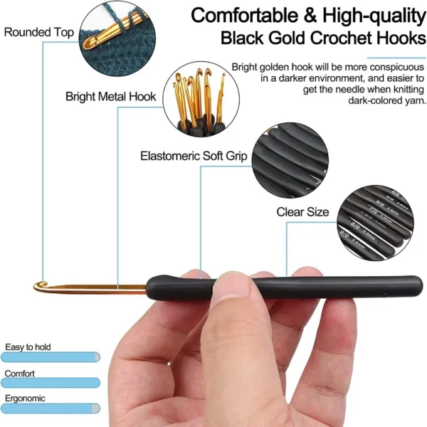 Knitting Kits - 8PCS Ergonomic Crochet Hooks for Beginners - Image 6
