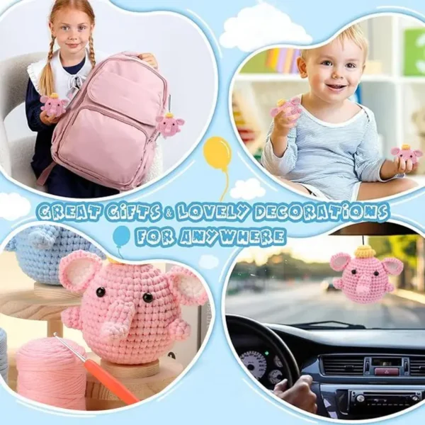 Knitting Kits for Adults & Kids - Elephant Crochet Set - Image 3