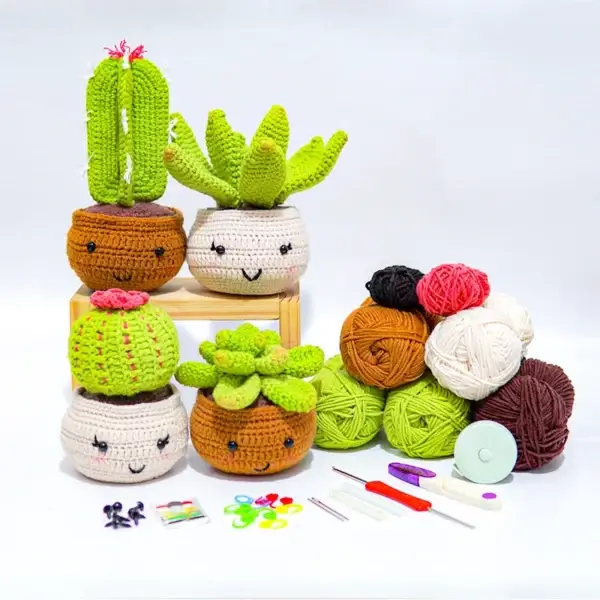 Knitting Kits: 4 Pack Cactus Crochet Kit with Video - Image 2