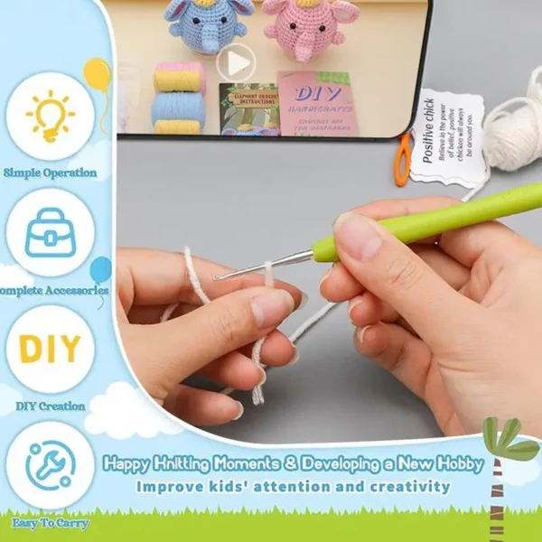 Knitting Kits for Elephant Crochet Animal Set - Image 5