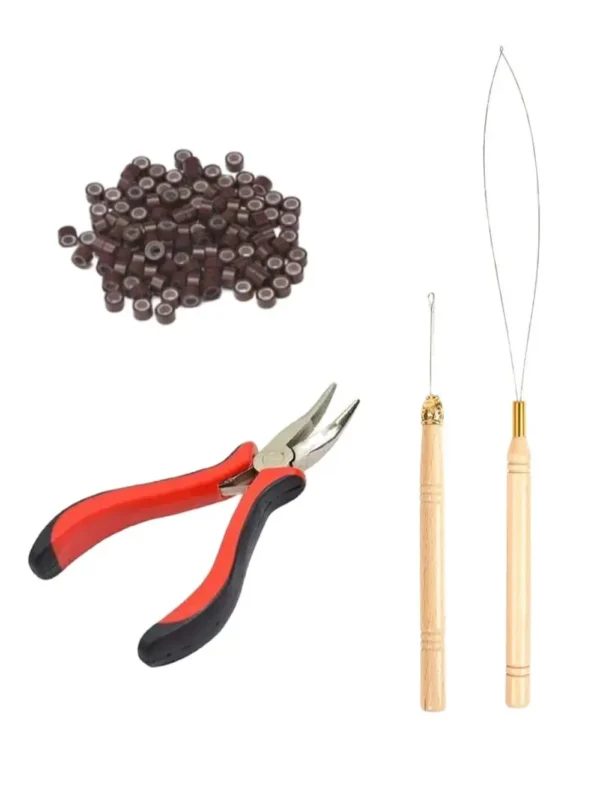 Knitting Kits: Hair Extension Pliers, Hooks & 100 Beads