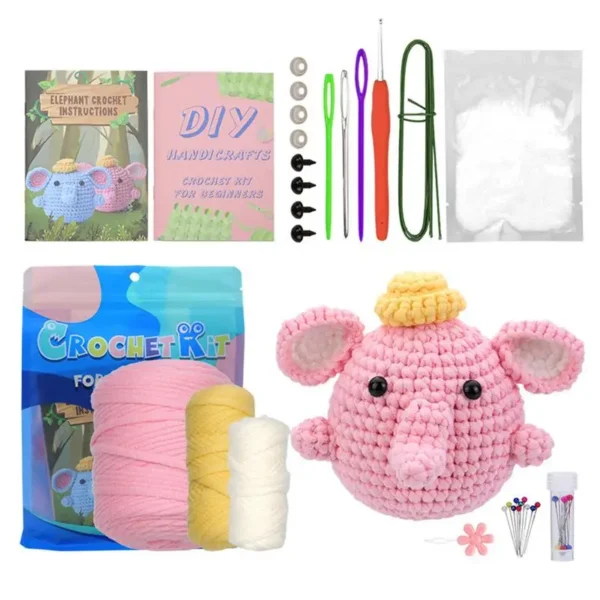 Knitting Kits: Elephant Crochet Set for Adults and Kids