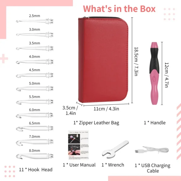 Knitting Kits: 11-in-1 Crochet Hook Set with LED Light - Image 6